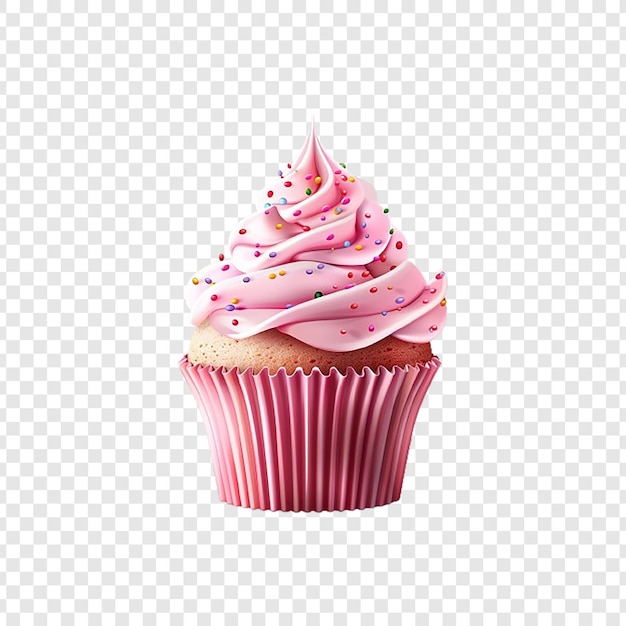 PSD a cupcake with cream and chocolate frosting on a transparent background