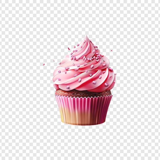 PSD a cupcake with cream and chocolate frosting on a transparent background