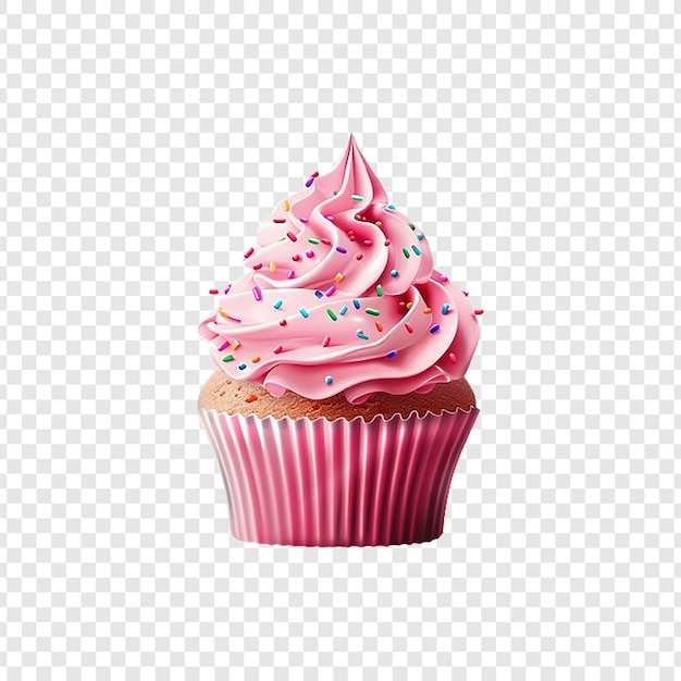 PSD a cupcake with cream and chocolate frosting on a transparent background