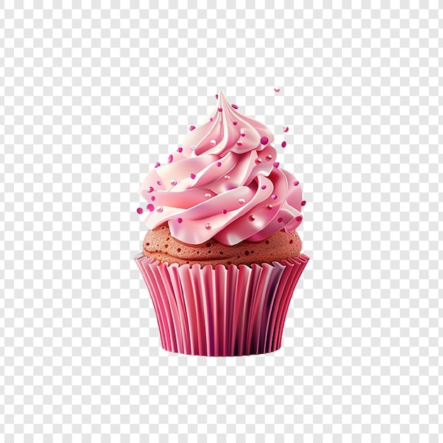 PSD a cupcake with cream and chocolate frosting on a transparent background