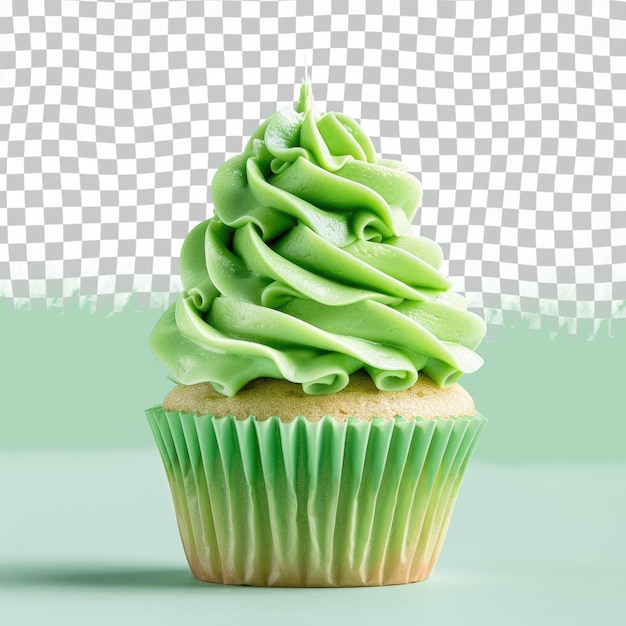 PSD a cupcake with green icing and a green background with a green background