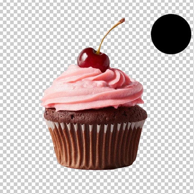 a cupcake with pink frosting and a cherry on the top