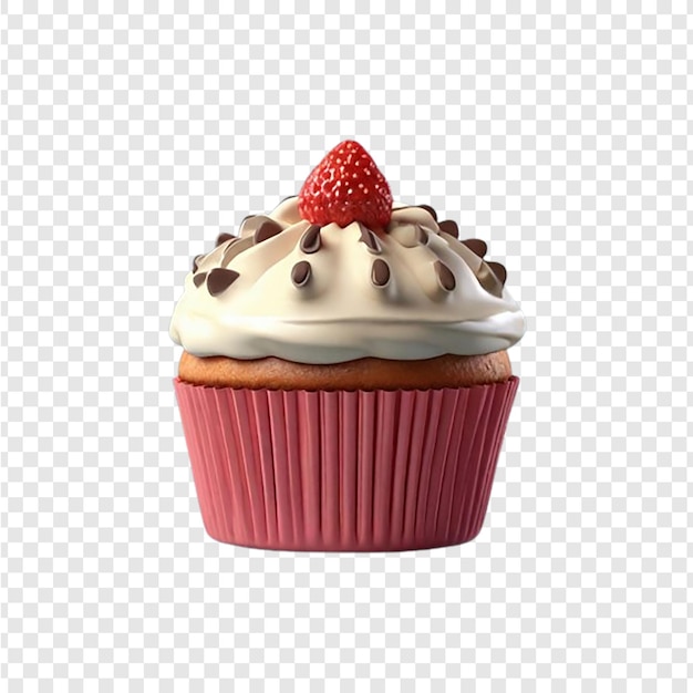 a cupcake with a strawberry on the top