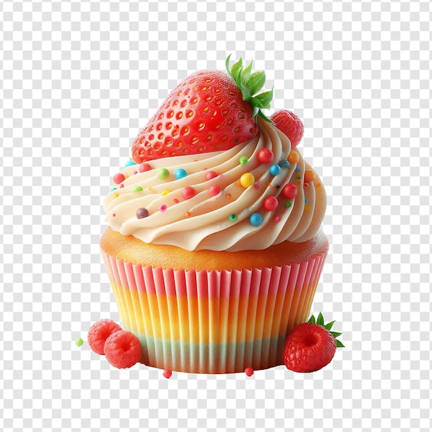 a cupcake with a strawberry on the top