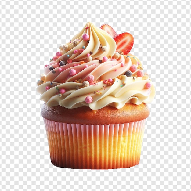 a cupcake with a strawberry on the top