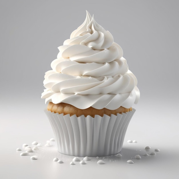 PSD a cupcake with white frosting and a cupcake with white icing