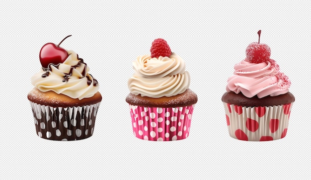 PSD cupcakes isolated on white