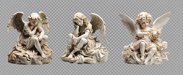 cupid statue cutout isolated on transparent background generative ai