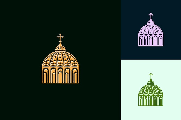 PSD cupola cathedral with geometric design dome shaped structure elegant italy culture vector designs