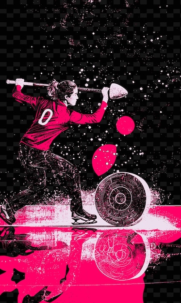 PSD curling player sliding stone with controlled pose with focu illustration flat 2d sport backgrounds