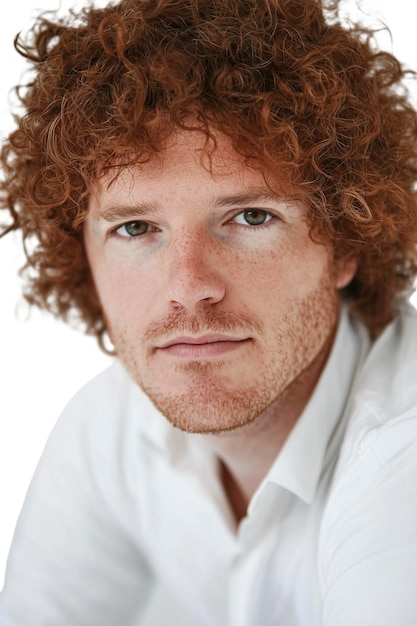 PSD curly young man portrait close up generative ai