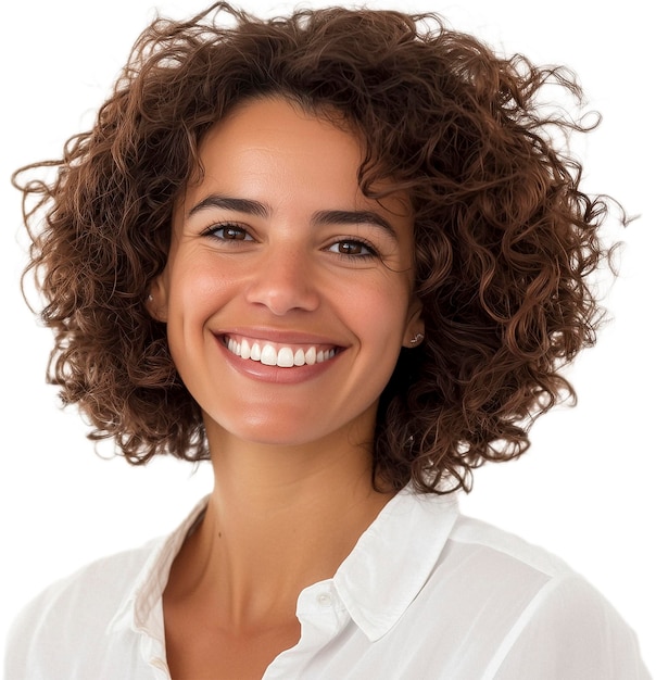 curly young woman smiling portrait Generative AI