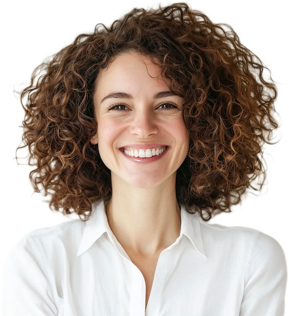 curly young woman smiling portrait Generative AI