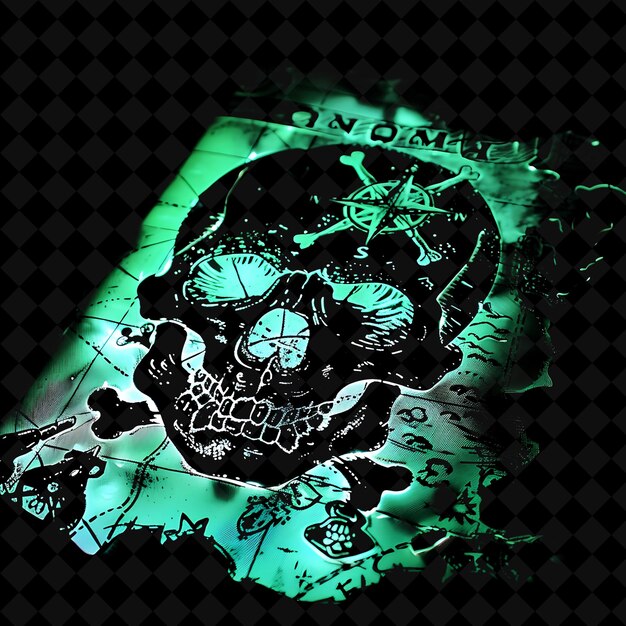 Cursed Pirates Passage With Skull and Crossbones and Treasur PNG Y2K Shape Neon Color Collection