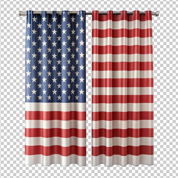 PSD curtain made with american flag on transparent background