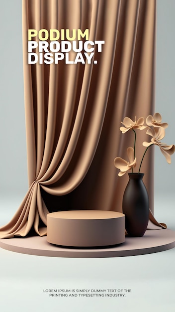 curtain podium stage display mockup product presentation scene for product display 3d rendering