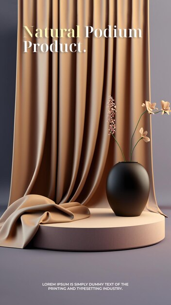 PSD curtain podium stage display mockup product presentation scene for product display 3d rendering