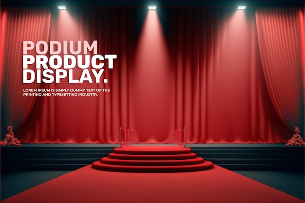 curtain podium stage display mockup for product presentation scene for product display 3d rendering