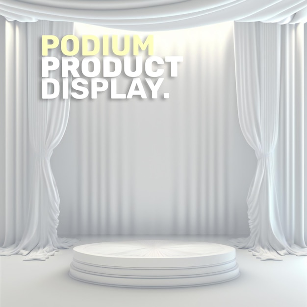 curtain podium stage display mockup for product presentation scene for product display 3d rendering