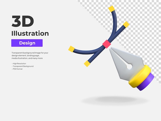 Curve pen tool icon graphic design 3d illustration