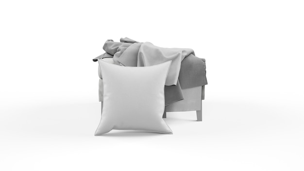 Cushion in gray color and scraps of cloth isolated