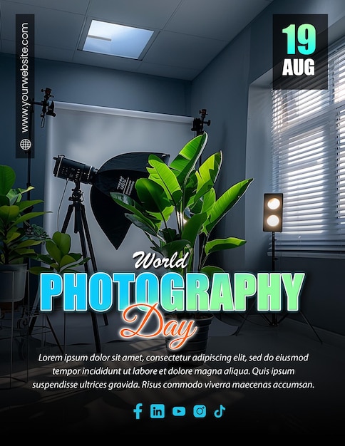 custom editable international photography day celebration social media flyer post design template