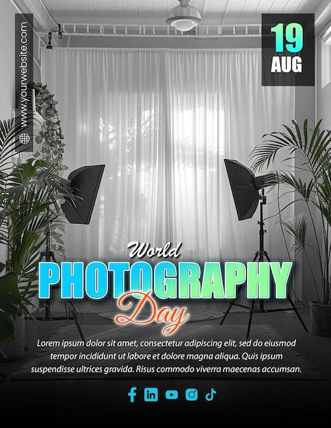 PSD custom editable international photography day celebration social media flyer post design template