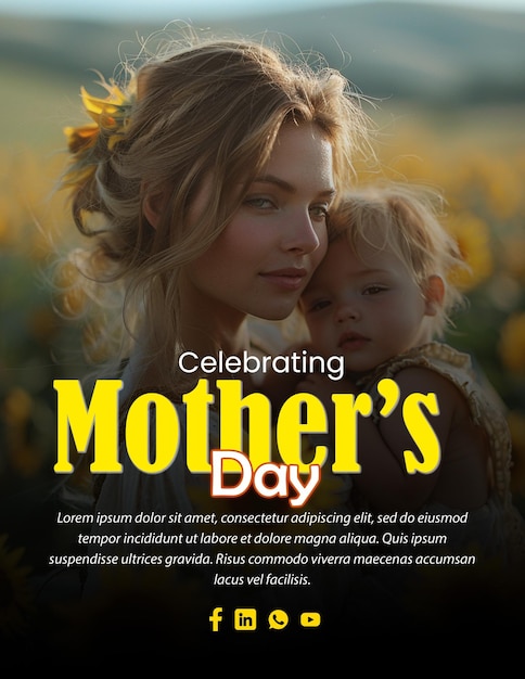 PSD custom editable mothers day celebration flyer post template design