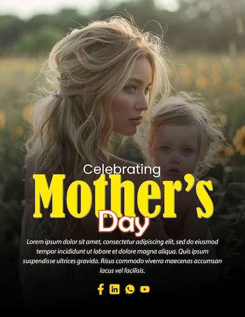 PSD custom editable mothers day celebration flyer poster template design