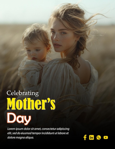 PSD custom editable mothers day celebration flyer poster template design