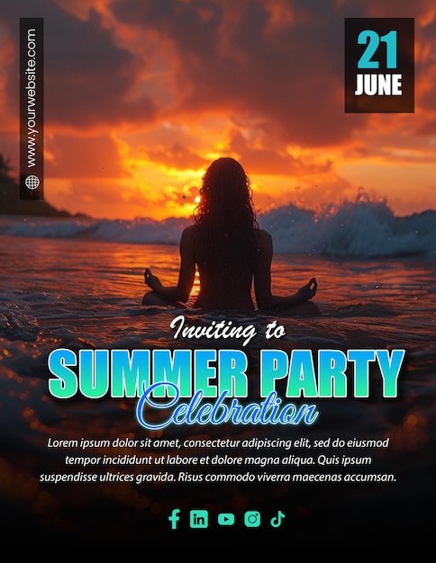 PSD custom editable summer day celebration party flyer post template