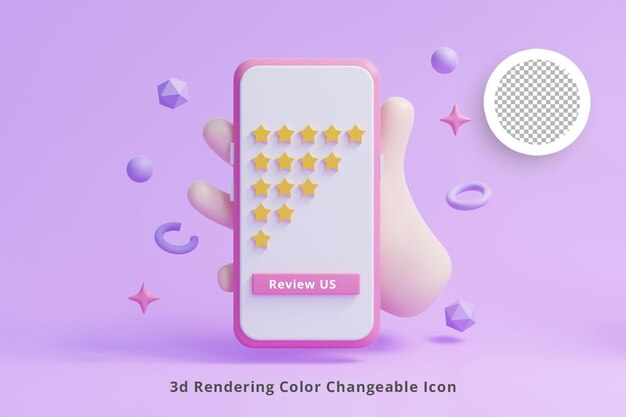 PSD customer feedback rating icon with smartphone in hand