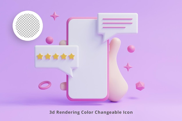 PSD customer feedback rating icon with smartphone in hand