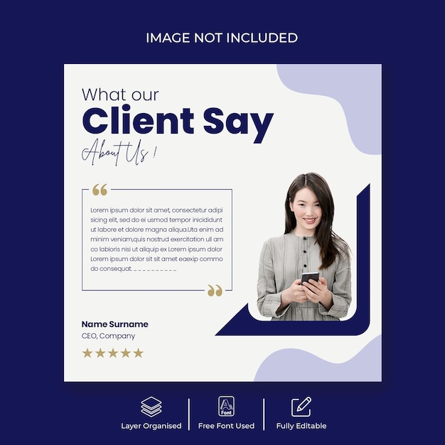 Customer feedback testimonial social media post or Instagram post banner template