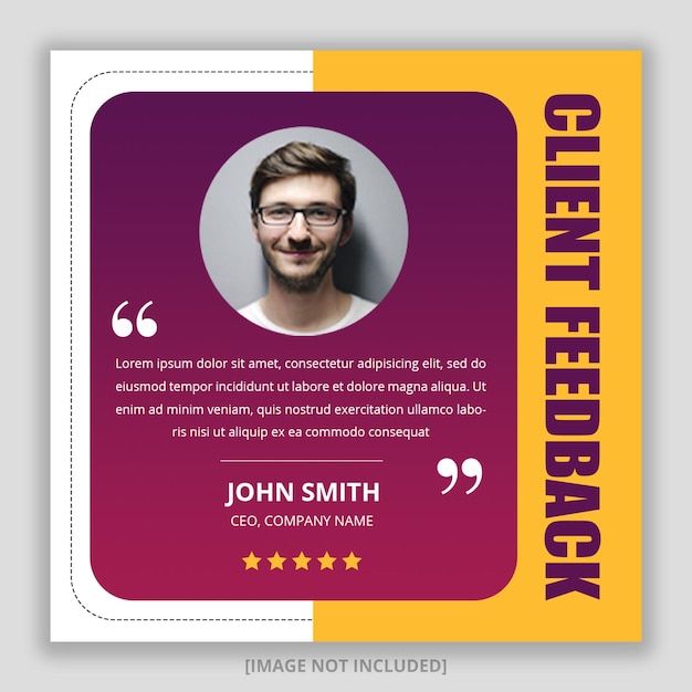 Customer feedback testimonial social media post web banner design template