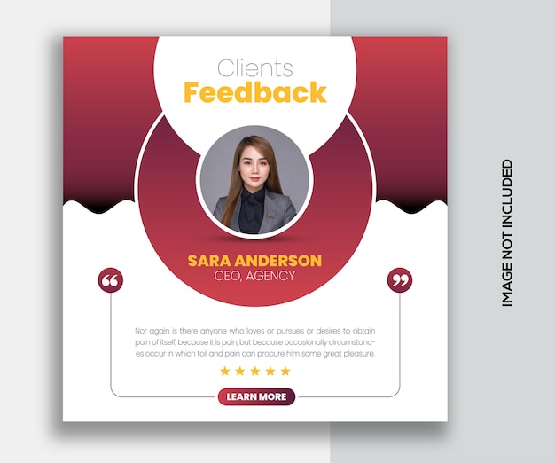 customer feedback testimonial social media post web banner design template