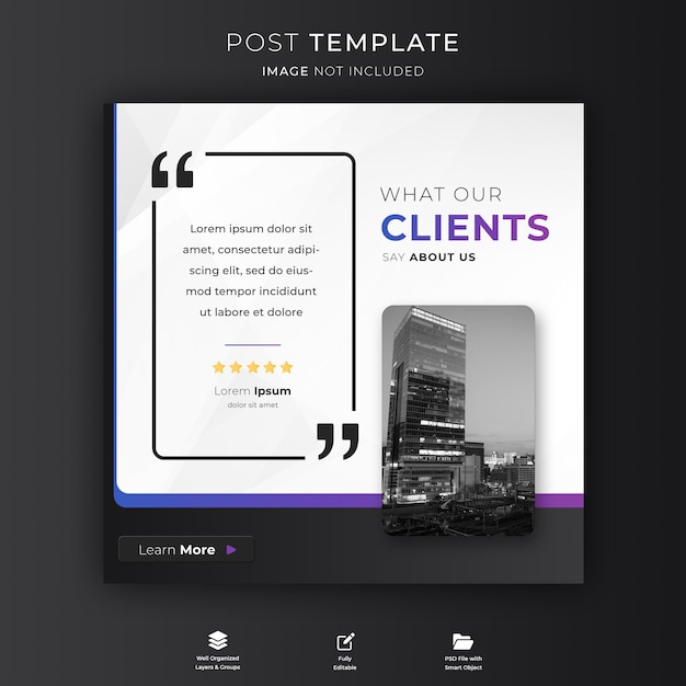 Customer feedback testimonial social media post web banner template