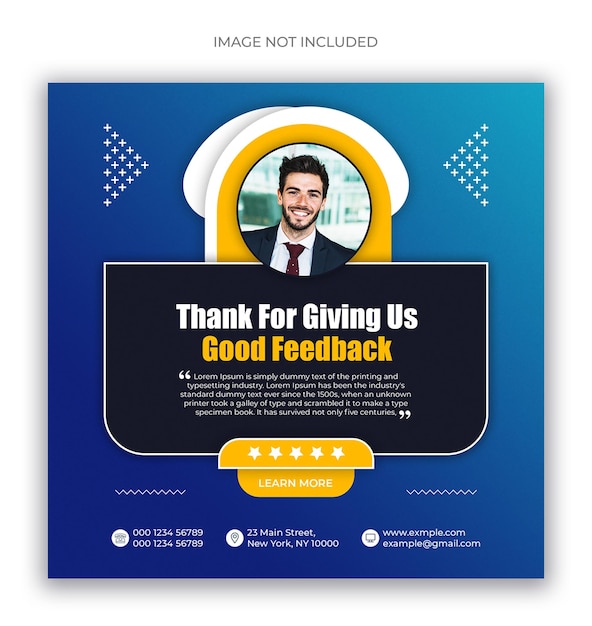 Customer feedback testimonial social media post web banner template