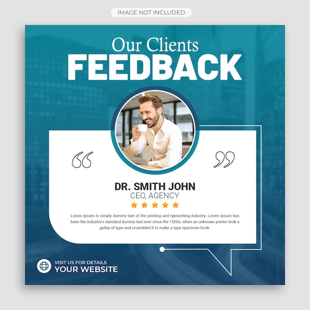 Customer feedback testimonial social media post web banner template