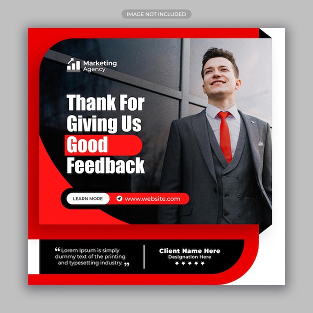 Customer feedback and testimonial social media post web banner