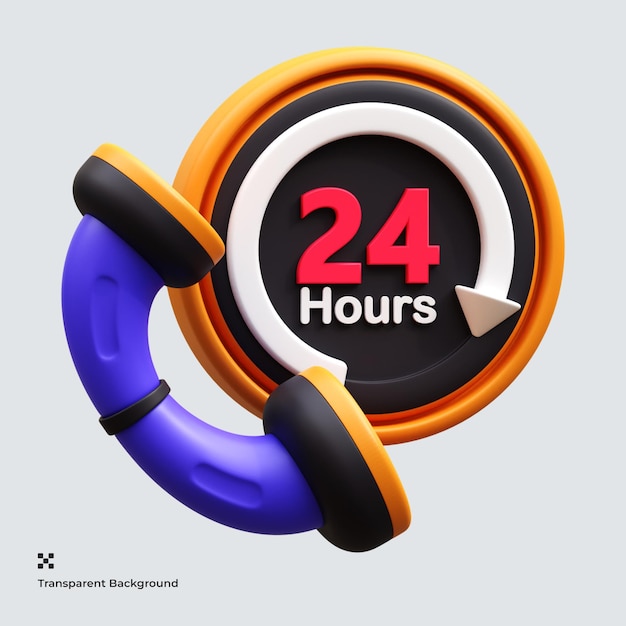 customer service 24 hours 3d icon