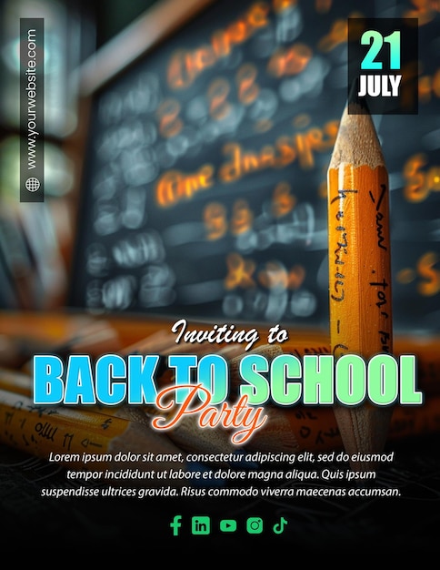 Customizable Back to School Party Invitation Flyer Template