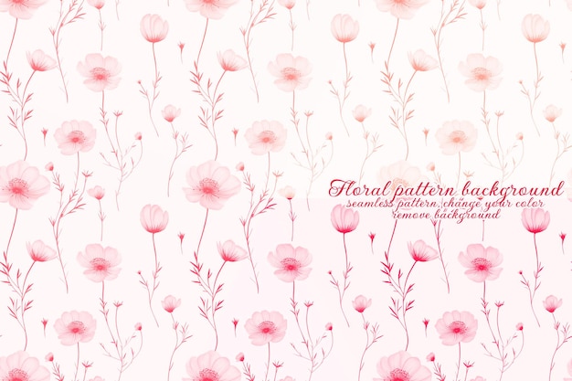 Customizable Floral Pattern on Transparent Background Red and Orange Tones