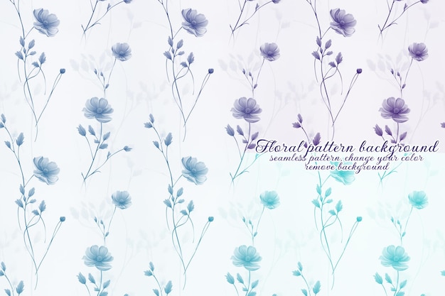 PSD customizable floral pattern with blue and lavender tones