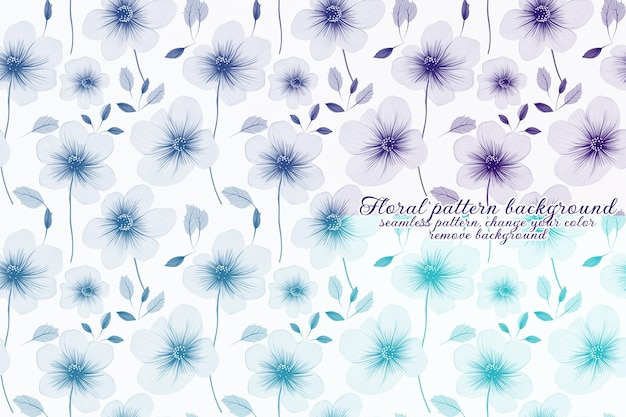 PSD customizable floral pattern with blue and lavender tones