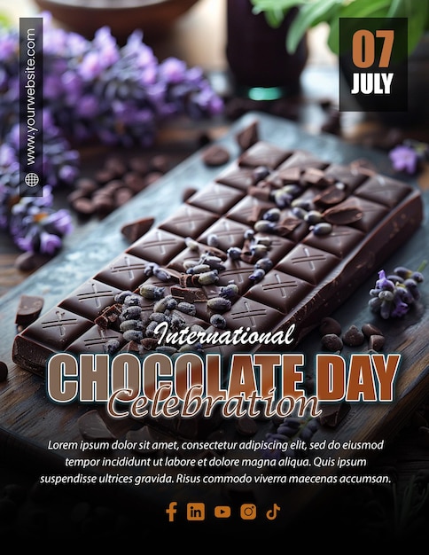 PSD customizable international chocolate day invitation flyer template