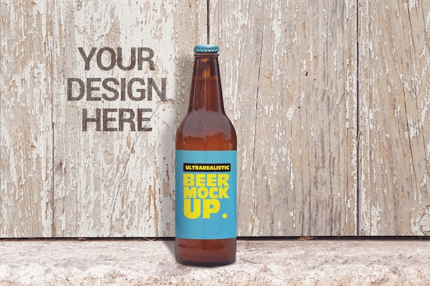 Customizable Wooden 50cl Beer Mockup