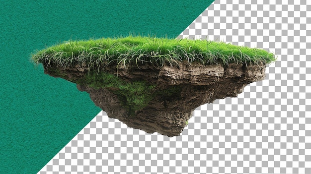 Cut of the ground and the grass landscape The trees on the island eco design concept mock up