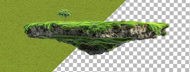 Cut of the ground and the grass landscape The trees on the island eco design concept mock up