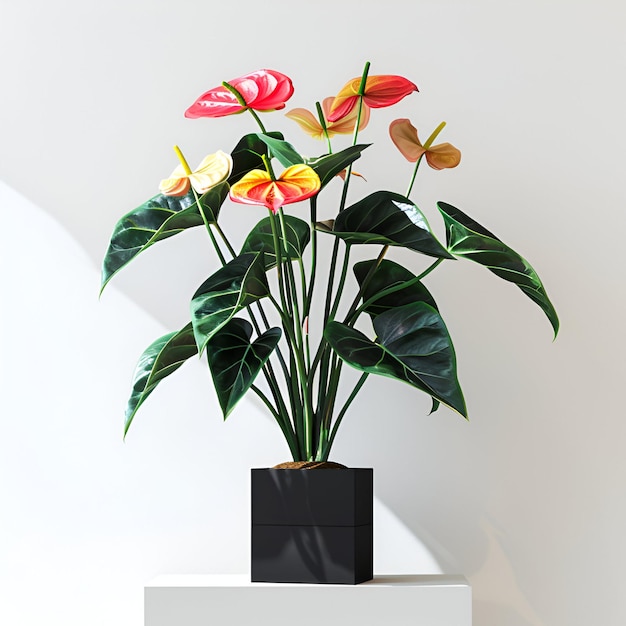 PSD cut_out_black_box_potted_tree_anthurium_plant archviz psd